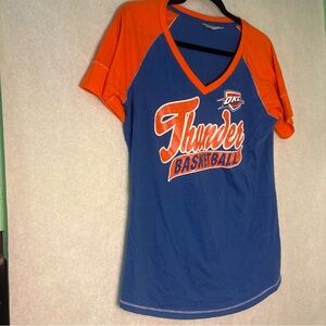 NBA Oklahoma City Thunder Blue and Orange V‑Neck Jersey Tee